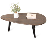 WDSHIYI Grande table basse ovale moderne du milieu du siècle pour salon, centre minimaliste, noyer et noir, 274,3 x 144,2 x 101,6 cm