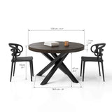 MOBILI FIVER, Table Ronde Extensible Emma, 120-160 cm, Noyer américain, avec Pieds Noirs croisés, pour 4-6 Personnes, Table Extensible pour Cuisine, Salon, Made in Italy