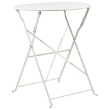 Salon de Jardin Bistrot Table et 2 Chaises en Acier Blanc Pliable avec Patins Fiori