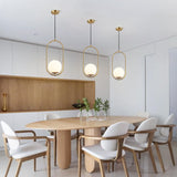 KCO Lighting Suspension Luminaire Rétro Réglable Dorée Avec Boule en Verre Blanc de 15cm pour Restaurant, Salon, Chambre à Coucher, Cuisine, Bar, Couloir