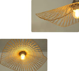 Lampe de salle à manger Rotin Lumière pendante Asie du sud est Style Bambou Lampe suspendue Rétro Casquette Lampe à suspension Hauteur réglable Lustre E27 Pour Chambre Table à manger Salon ø45cm