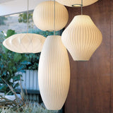HHOZsafety Lampe Suspendue en Forme de Lanterne Blanche, Lampe de Plafond Moderne en Soie pour Salon, Chambre à Coucher, hôtel, Hall, café, décoration (Blanc B40cm)