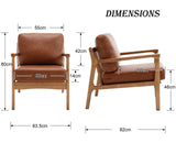 chairus Fauteuil tonneau rembourré en cuir synthétique pour salon, chaise de réception avec cadre en bois massif, chaise d'appoint pour chambre à coucher (marron)
