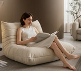 Togo – Chaise longue en daim doux, mousse de qualité supérieure, canapé paresseux, pouf d'angle, fauteuil d'appoint marron sans accoudoirs pour salon, bureau (gris)