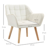 HOMCOM Fauteuil de salon Fauteuil à oreilles Fauteuil de relaxation avec pieds en caoutchouc, fauteuil de lecture avec aspect velours, fauteuil rembourré pour chambre à coucher, scandinave, blanc