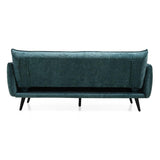Meubletmoi Canapé 3 Places Convertible en Tissu Doux Bleu Canard avec Pieds en Bois d'Eucalyptus Noir - Hugues