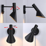 BarcelonaLED Applique murale avec câble prise et interrupteur Lampe de lecture Design élégant moderne nordique Orientable Noir pour chambre E27