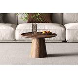 Meublorama Table Basse Ronde en Bois Massif Collection Jakarta - Style Ethnique et Design - Diamètre 65cm