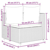 Homgoday Mobilier de balcon 3 pièces avec coussins, salon de jardin, canapé d'angle, canapé central, ensemble de sièges, pour balcon, terrasse, gris et bleu en rotin synthétique