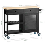 SoBuy Desserte de Cuisine Roulante Chariot de Service Multi-rangements Buffet Armoire de Cuisine, 1 Porte, 1 Grand Tiroir et 3 Crochets, 105x40x85.5 cm, Noir, FKW115-SCH