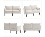 DAYALANE Canapé de 2 Places en Chenille Petit Canapé avec Accoudoirs Sofa à Coussin Rembourré et Cadre en Métal, Blanc