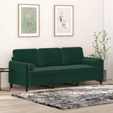 GFEROMRF Canapé 3 places en velours vert foncé 180 cm avec coussin décoratif