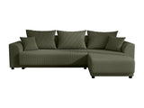 Vente-unique - Canapé d'angle Convertible et réversible en Velours côtelé Vert Kaki NESSARO