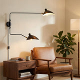 BARCELONA LED Applique Murale Noire en Fer à Double Bras E27, Grande Lampe Murale avec Câble et Interrupteur, Design Classique Moderne Vintage de Luxe pour Intérieur