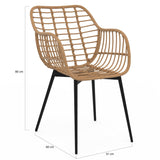 IDMarket - Lot de 2 chaises de Salle à Manger, fauteuils de Table Summer Effet rotin Pied métal Noir