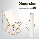 COSTWAY Chaise de Jardin Extérieur Lot de 2 Style Papillon, Chaise Pliante Camping Portable Bambou avec Sac, Chaise Extérieur Intérieur pour Pique-Nique Pêche Salon, Charge 150 KG (Beige)