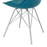 SAMPUR - Chaise Épura Design Rétro Scandinave de Salle à Manger et Bureau | Siège de Salon avec Coussin Intégré | Rembourrée avec Pieds en Acier - Bleu Canard