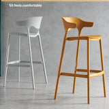 Chaise de bar empilable en plastique jaune pour comptoir de cuisine et loisirs en plein air, dossier haut, design robuste, idéal pour la maison, le jardin, le pub, le salon, hauteur d'assise de 65 cm