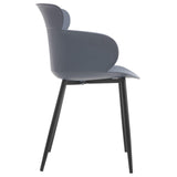 IDIMEX Lot de 4 chaises Catch pour Salle à Manger ou Cuisine au Design Retro avec Larges accoudoirs, Coque en Plastique Gris et 4 Pieds en métal laqué Noir