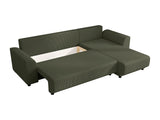 Vente-unique - Canapé d'angle Convertible et réversible en Velours côtelé Vert Kaki NESSARO