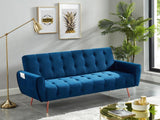Vente-unique - Canapé 3 Places Convertible clic-clac en Velours POLANI - Bleu Roi