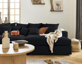 Lisa Design - Canapé Collins en Velours Côtelé - Sofa Noir 4 Places - Salon