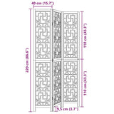 Cloison Amovible sans Percage, Cloison de séparation 3 Panneaux Marron Bois Paulownia Massif, Room Divider pour Chambre, Salon, Bureau
