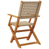 vidaXL Chaises de Jardin Lot de 2 Beige Bois Massif d'acacia et rotin, siège de Jardin, siège d'extérieur, Chaise Pliable, siège de Jardin