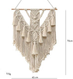 BMIDRUT Tapisserie macramé en coton tissé à la main avec pompons, décoration artisanale, chambre à coucher, salon, appartement, 45 x 75 cm