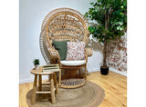 Fauteuil Emmanuelle H.147 cm en rotin tressé avec Un Coussin Blanc - Peacock