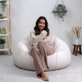 Icon Riviera Pouf Sherpa, Pouf Poire avec Remplissage, Fauteuil Salon Confortable, Fauteuil Chambre, Meuble Salon, Decoration Chambre, Crème