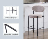 chairus Lot de 2 Tabourets de Bar de Cuisine Tabourets de Comptoir de Déjeuner en Fausse Fourrure avec Cadre en Métal (Gris)