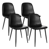 CangLong Faux Leather Dining Back Modern Side Chair for Pub Coffee Home, Set of 4, Black