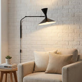 BARCELONA LED Applique Murale Industrielle Grand Modèle 40 cm, Lampe Murale à Bras Articulé, Style Vintage, Abat-jour Métal Noir Intérieur Blanc, Idéal Restaurant, Escalier et Chambre