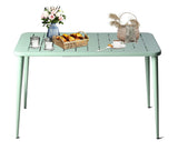 LOKKHAN Table à manger rectangulaire moderne en métal pour 6 personnes - Table intérieure et extérieure - Table de café, bar, bureau et réunion - Jardin - Balcon - 120 x 60 x 76 cm - Vert pois