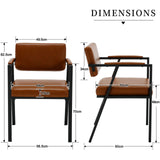 chairus Chaise de Cuisine Lot de 2 Chaise Salle à Manger en Cuir PU Fauteuil Salon Moderne Chaise de Salon avec Accoudoirs, Marron