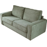 HOMIFAB Canapé Convertible 3 Places en Velours Fines côtes Vert - Ouverture Express - Couchage Quotidien - Matelas HD 140 x 190 - Mattia