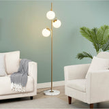 KOSILUM - Lampadaire doré 3 globes blanc - Estrela - Lumière Blanc Chaud Eclairage Salon Chambre Cuisine Couloir - - - G9 - IP20