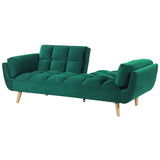 Canapé Lit Clic Clac Convertible 3 Places en Velours Vert avec Pieds en Bois Idéal pour Salon ou Chambre d'Amis au Style Rétro et Scandinave Beliani