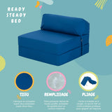 Ready Steady Bed Chaise Pliante Z-Fold Confortable | Canapé-lit Futon léger | Housse Souple et résistante à l'eau | Matelas Zbed de Conception Ergonomique (Bleu)