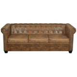 Homgoday Canapé Chesterfield 3 places en similicuir de luxe et doux pour salon, cadre en bois, facile à nettoyer, marron, 200,5 x 76 x 70 cm
