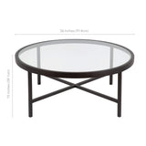 Henn&Hart Table Basse Ronde de 91,4 cm de Large avec Plateau en Verre en Bronze Noirci, Tables Basses Modernes pour Salon, Studio et Appartement