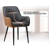 LEMROE Lot de 2 chaises de salle à manger en cuir avec dossier et accoudoirs - Chaises de salle à manger rembourrées avec pieds en métal (gris et marron)