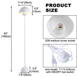 Alpinaluz Lampadaire en Acier avec Abat-jour Bombé – Style Scandinave et Rétro – Éclairage Indirect vers le Bas – Douille E27 – Interrupteur au Pied – Pour Salon ou Chambre (Blanc)