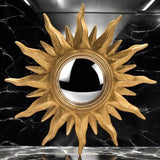 Générique Miroir Soleil Convexe Doré, Beaux Reliefs, Fabrication soignée 31 cm de Diamètre, Œil de Sorcière