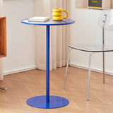 Table de salle à manger ronde moderne avec dessus de table en fer métallique et table de bar à base solide, table de cuisine pour 2 à 4 personnes pour la maison de petit espace, bleu ( Size : 48x72cm