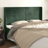 vidaXL Tête de Lit avec Oreilles Meuble de Chambre à Coucher Accessoire de Lit Double Tête de Cadre de Lit Vert Foncé 203x16x118/128 cm Velours