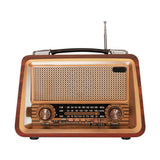 SHABD Portable en Bois RéTro Radio sans Bluetooth Haut-Parleurs HiFi StéRéO AM/FM Lecteur de Radio USB TF AUX MP3, Couleur Acajou