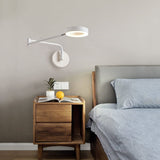 Applique Murale LED moderne 2 bras longs réglables rotatifs Lampe de Murale de chambre à coucher Bras oscillant en métal rétractable Lampe de chevet Lampe de lecture murale Wall lamp blanche