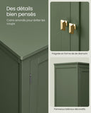 VASAGLE Armoire de Salle de Bain, Meuble de Rangement, Placard de Cuisine avec 4 Portes, Étagères Réglables, 30 x 60 x 110 cm, Vert Forêt BBC552C01